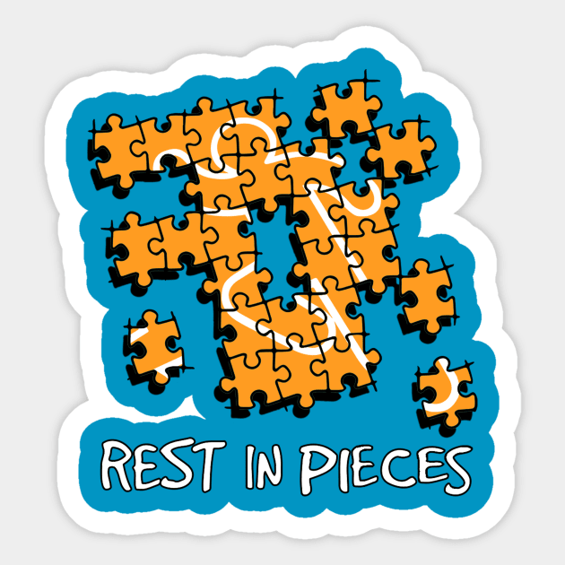 Rest In Pieces Sticker by Barlax